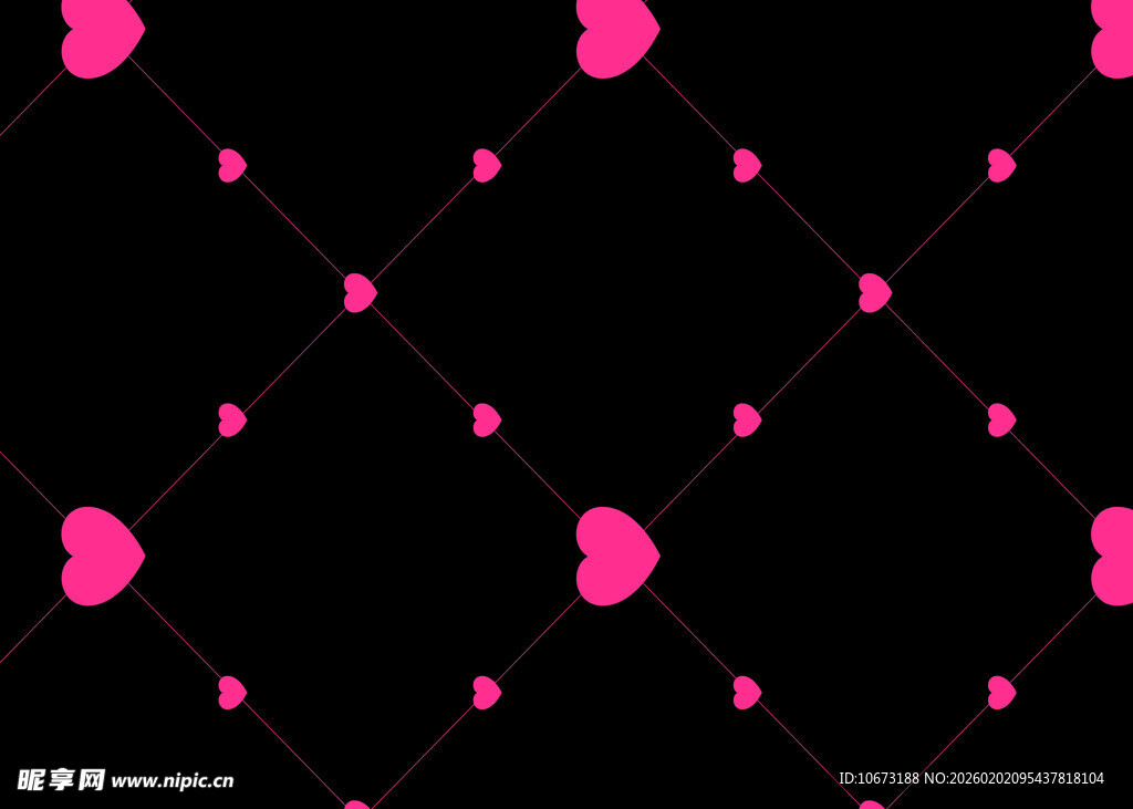 粉色心形黑色背景图案