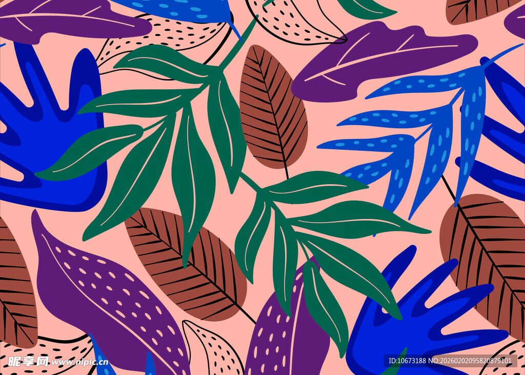 热带植物图案背景纹理