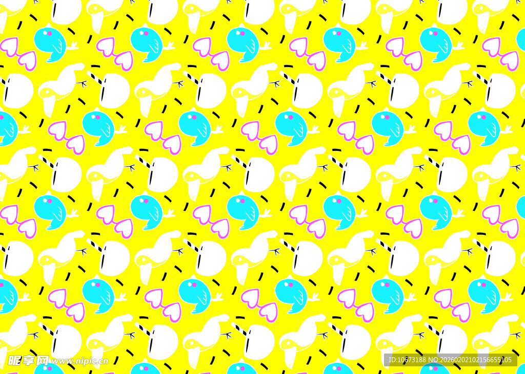 黄色卡通图案无缝背景图