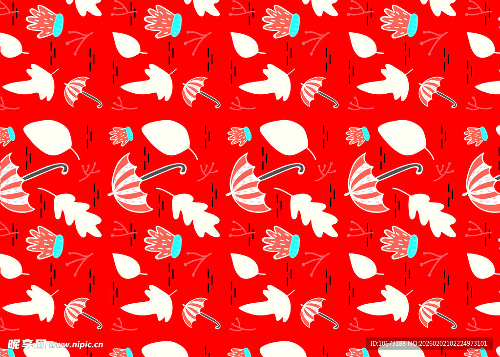 红色圣诞元素无缝图案背景