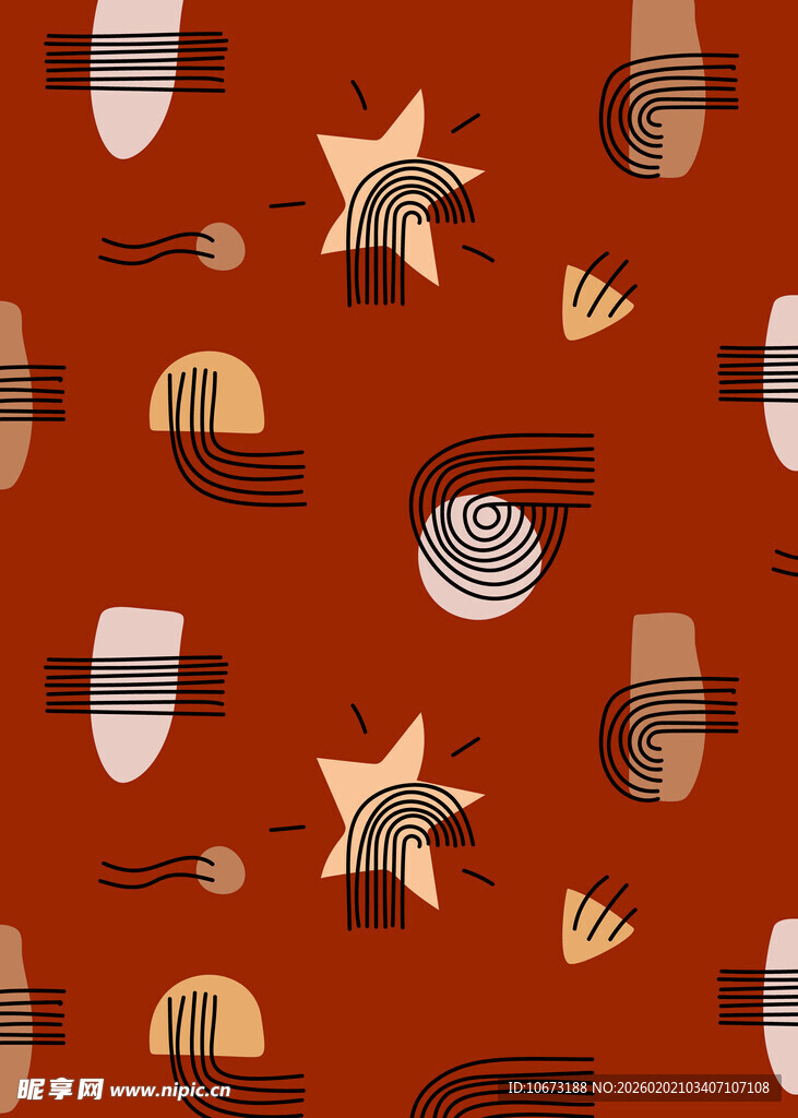 复古风几何动物图案背景