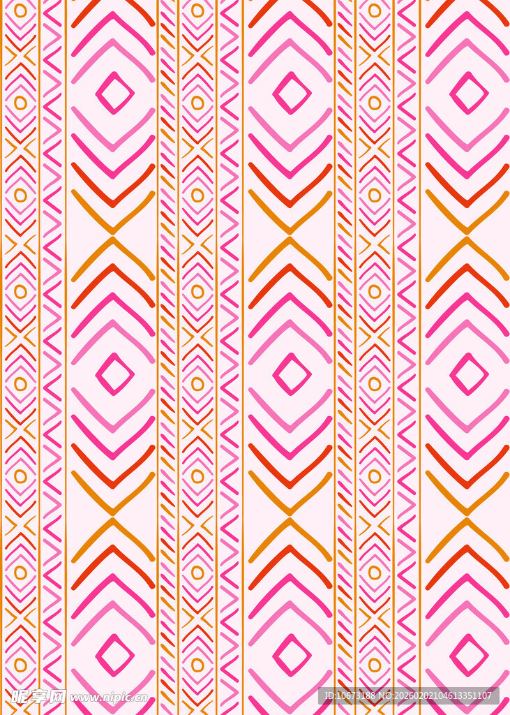 几何图案粉色系无缝花纹