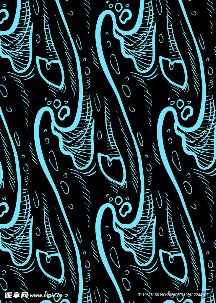 蓝白动感曲线花纹图案