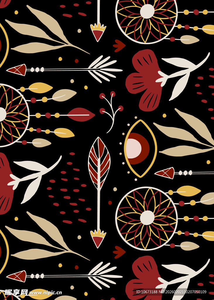 民族风几何花卉图案背景