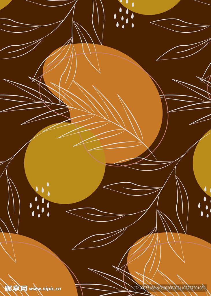 棕底秋叶几何图案背景