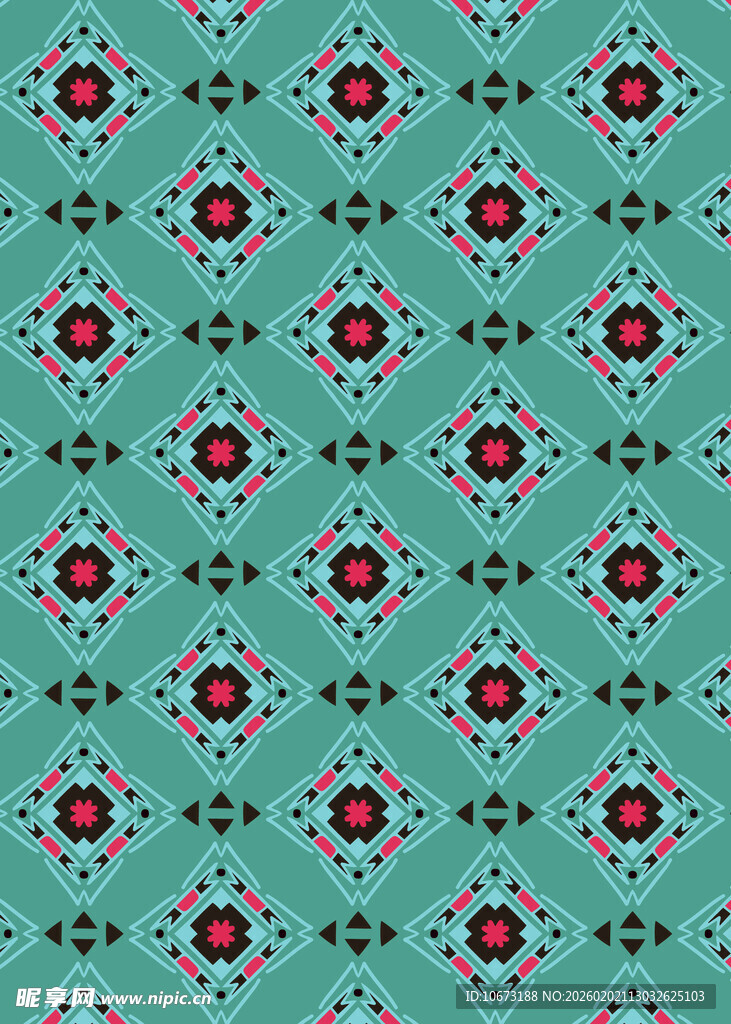 蓝底几何花纹图案设计