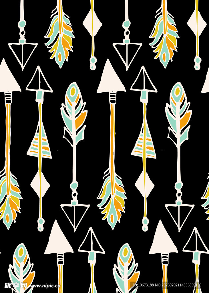 几何羽毛图案无缝纹理