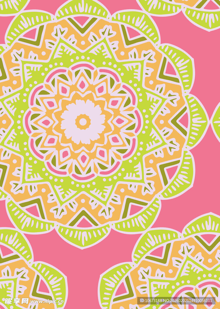 粉色背景多彩几何花纹图案