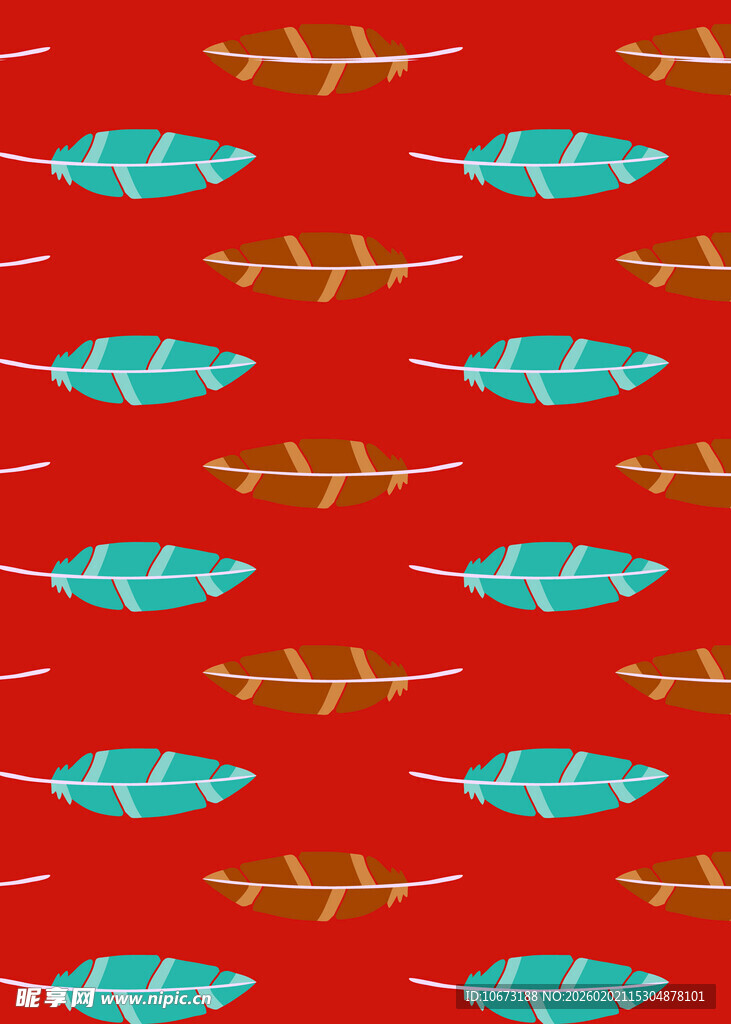 红色底多彩鱼图案纹理