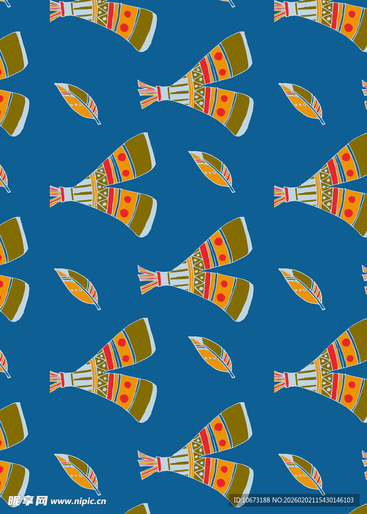 蓝色背景的派对元素图案