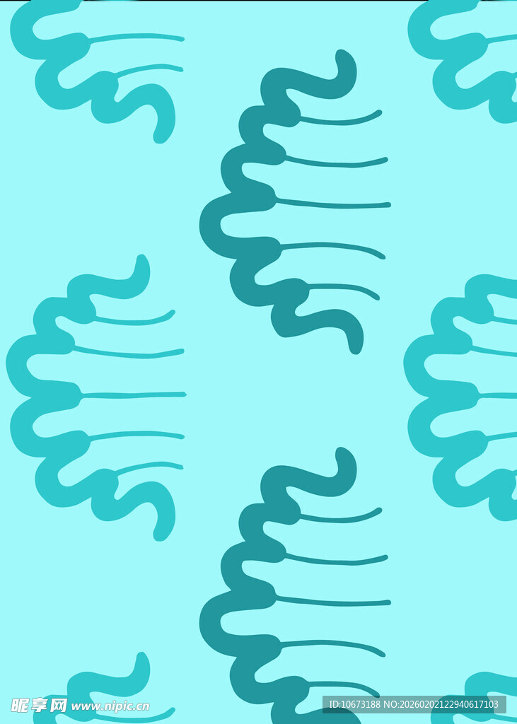 蓝绿色波浪花纹图案