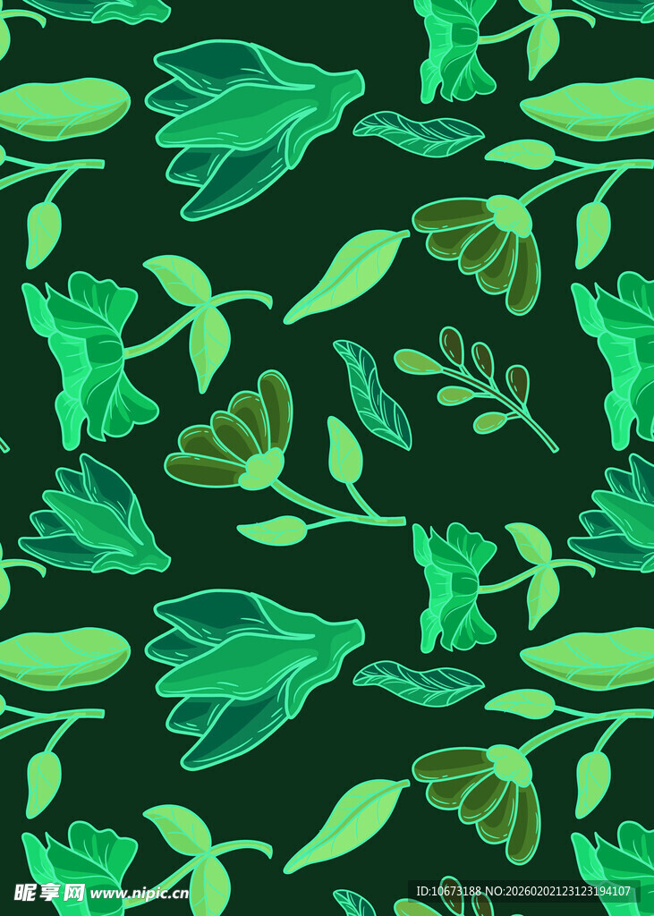 绿色水彩风树叶图案背景