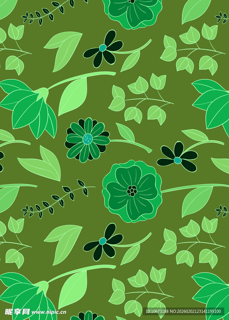 绿色花卉植物图案背景
