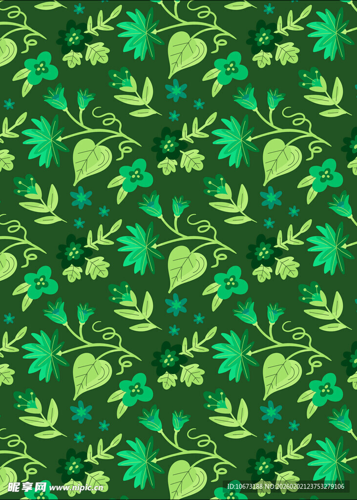 绿色植物花卉图案背景