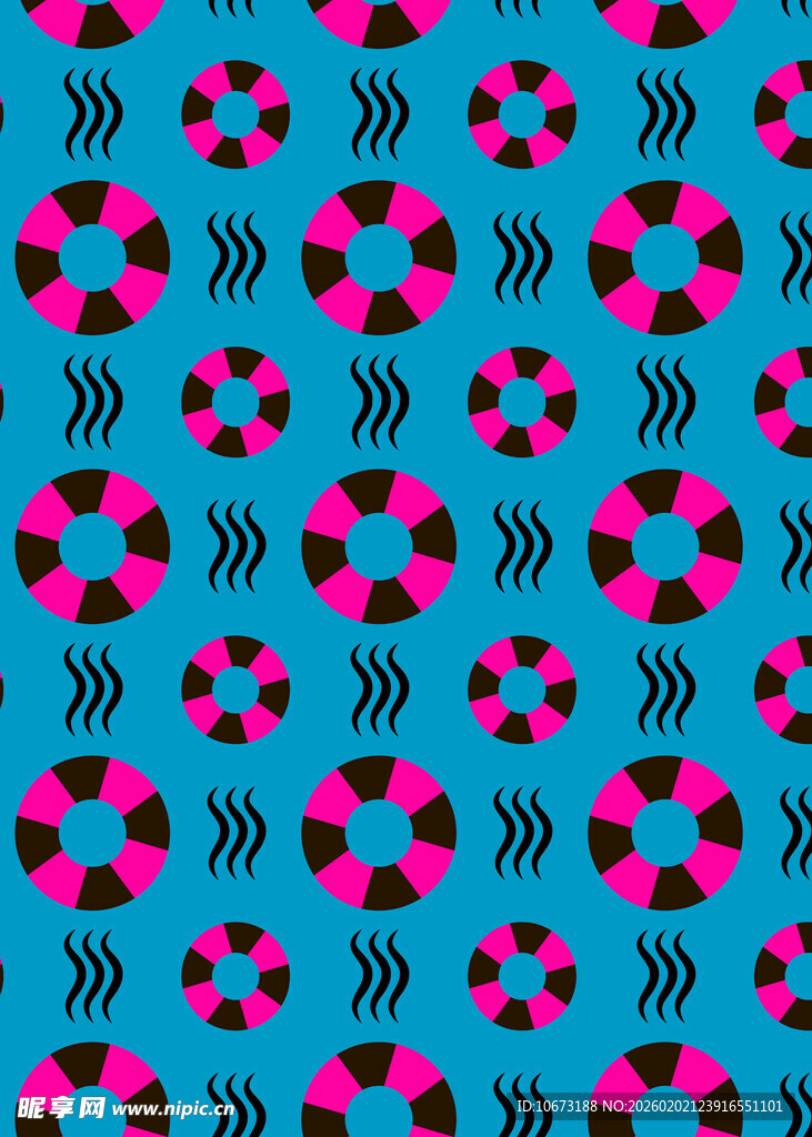 蓝粉相间的泳池用品图案