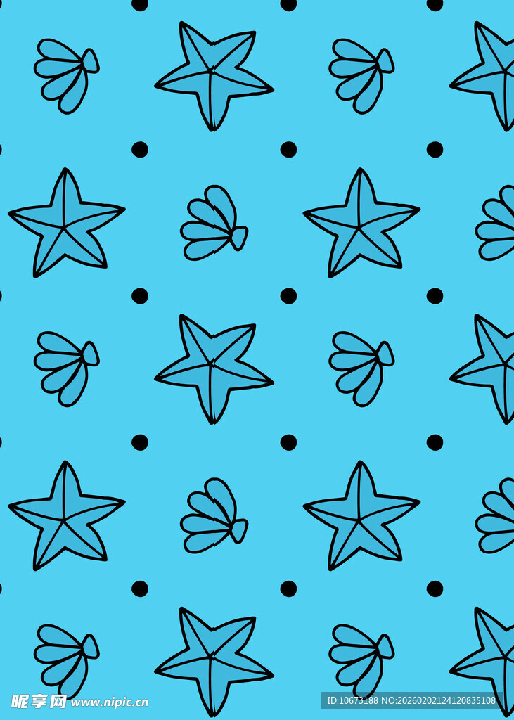蓝色海星图案背景纹理