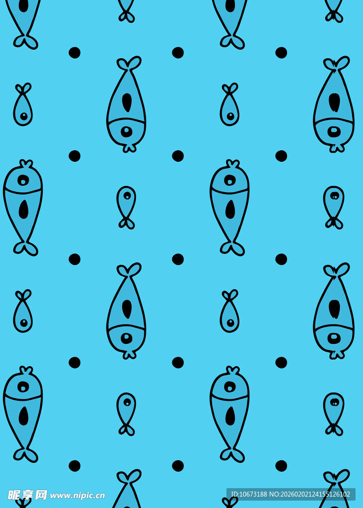 蓝色背景鱼形图案纹理