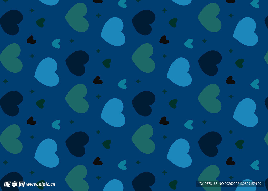 蓝绿心形图案背景纹理
