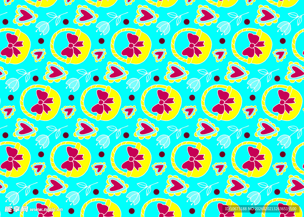 蓝色背景多彩图案无缝纹理