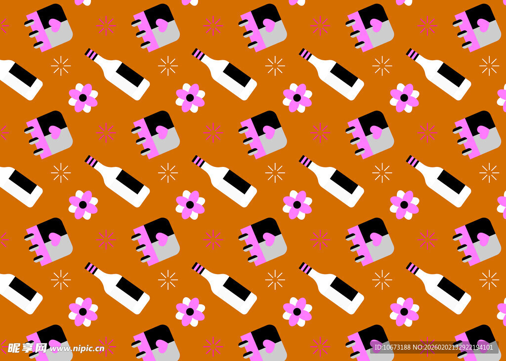 橙色背景寿司图案设计