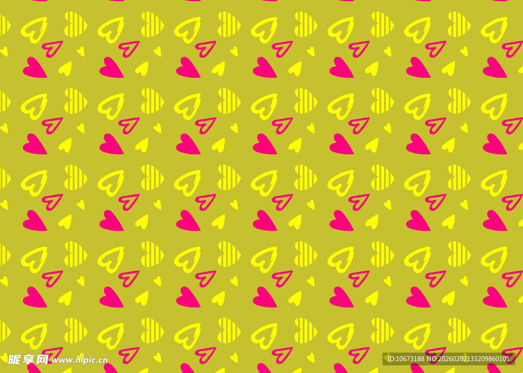 黄绿底色爱心图案背景