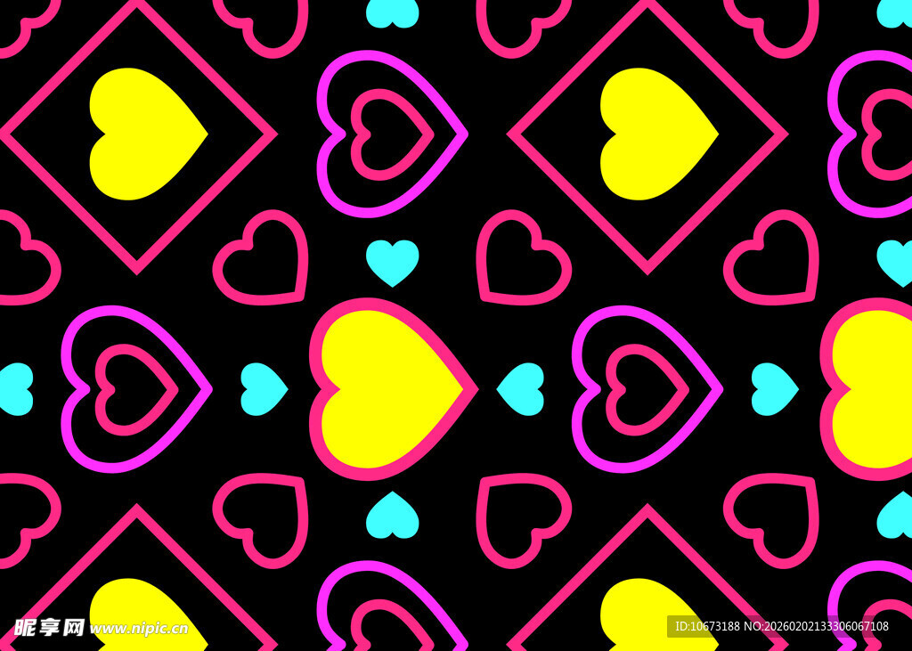 多彩心形几何图案背景