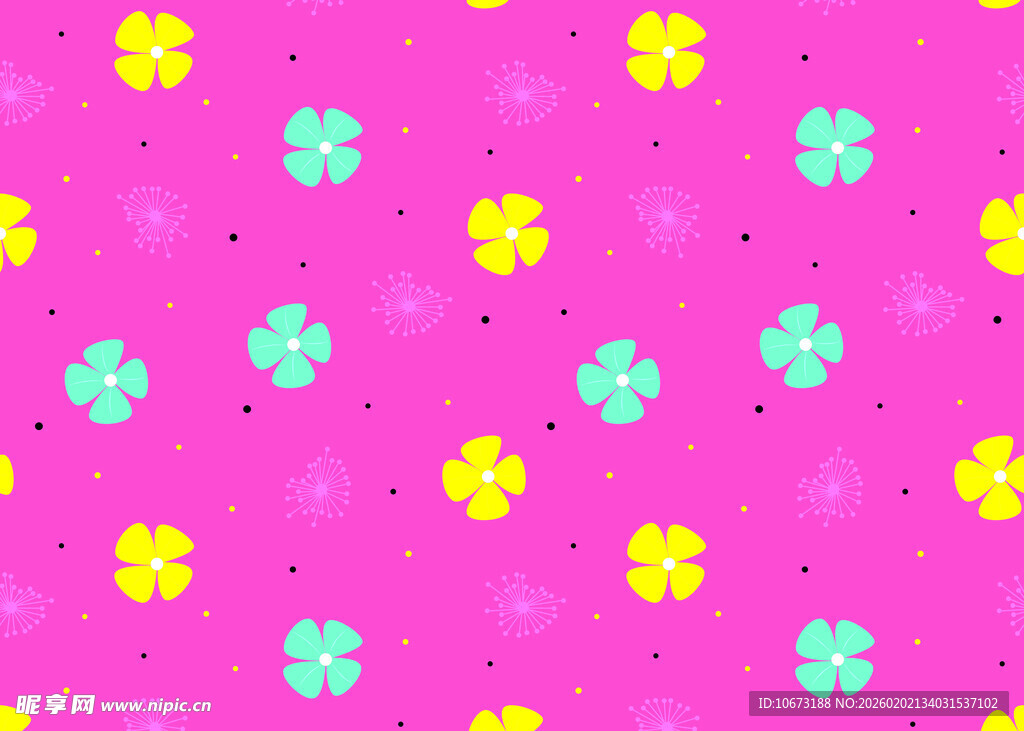 粉色底多彩小花图案背景