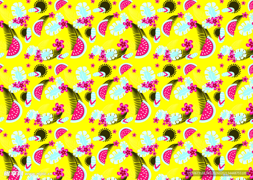 黄色水果花卉图案背景