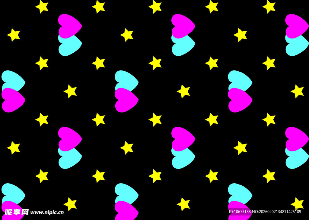 多彩爱心星星几何图案背景