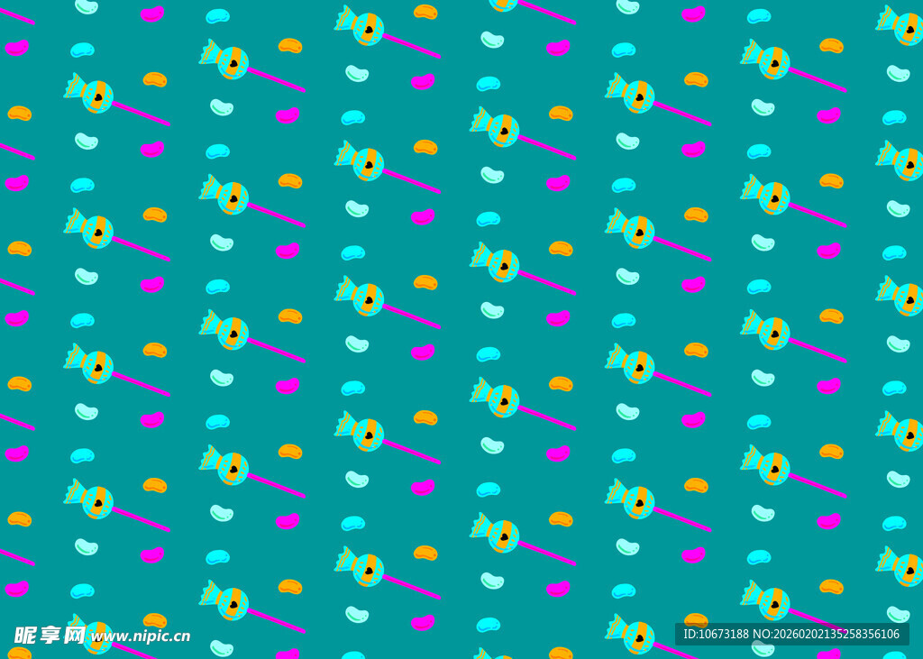 蓝底多彩小花无缝图案