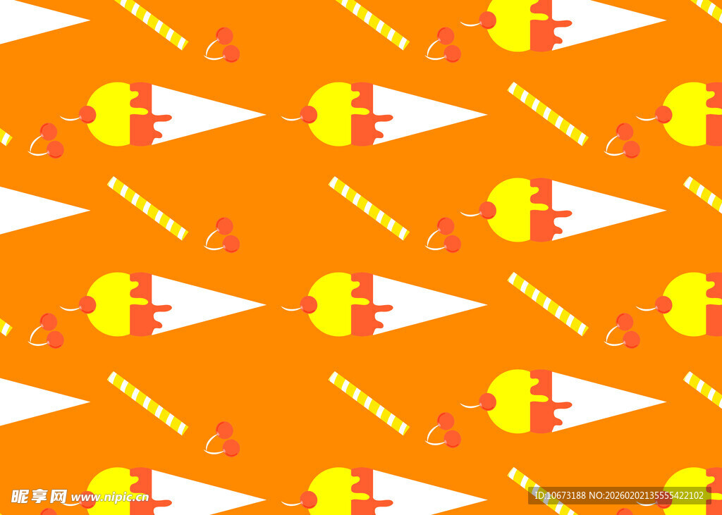 橙色背景彩旗图案设计