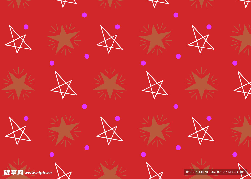 红色星星花纹节日背景图