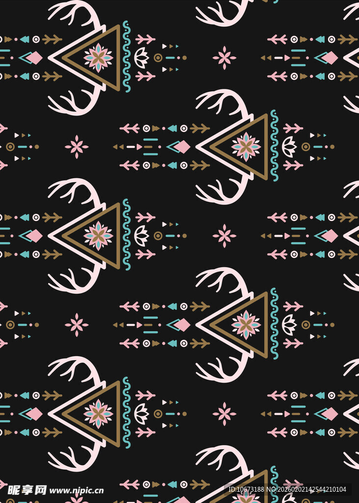 民族风几何图案无缝背景