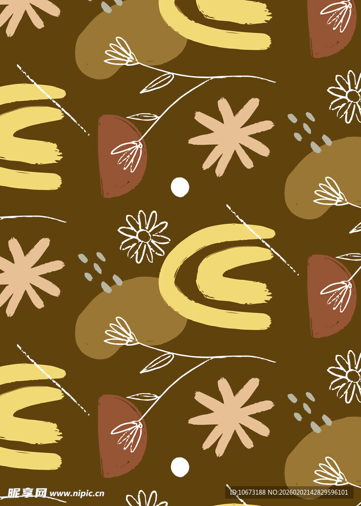 复古风几何花卉图案背景