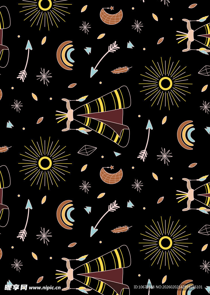 梦幻宇宙元素无缝图案