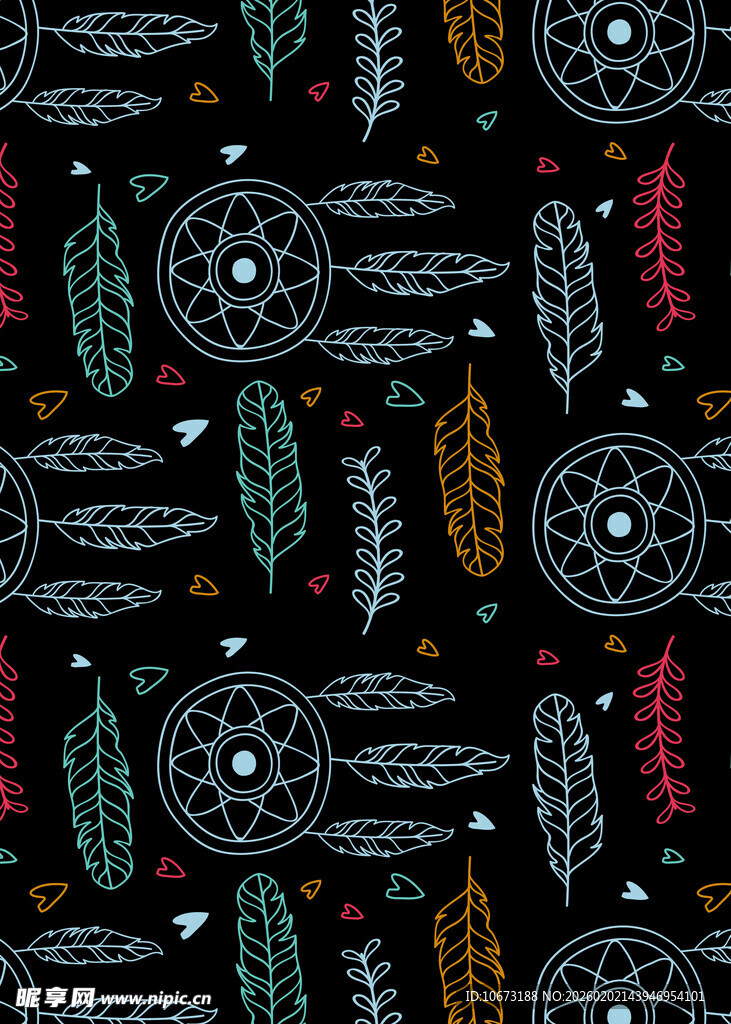 波西米亚风捕梦网图案设计