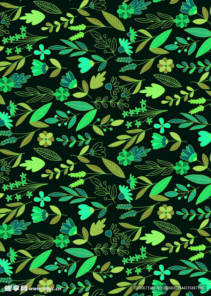 绿色植物图案的精美纹理