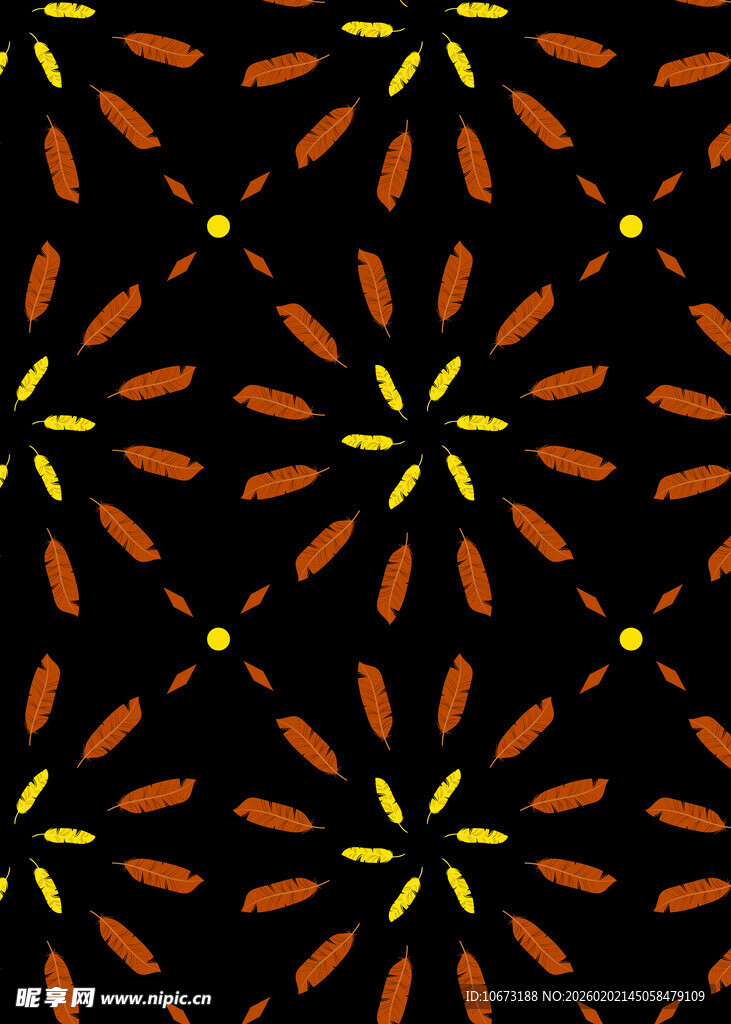 黑色背景上的几何花纹图案