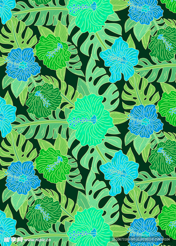 清新绿植花卉图案纹理