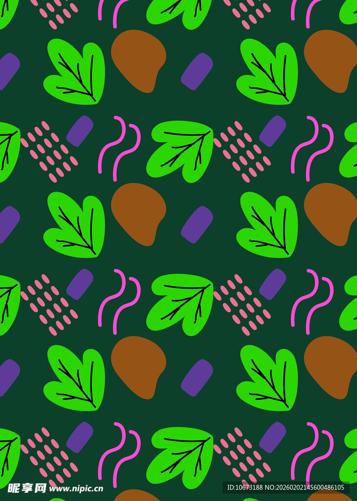 多彩植物图案背景纹理