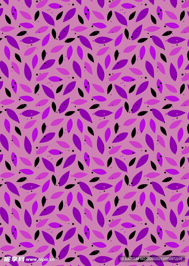 紫色几何叶片无缝图案