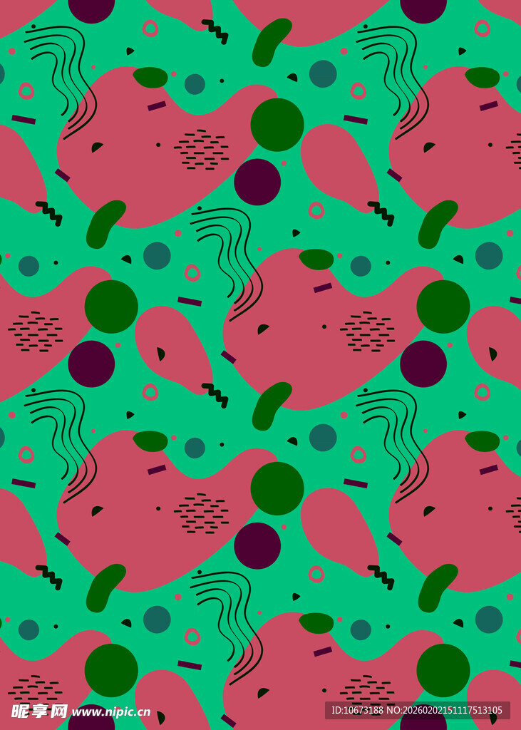 粉色鱼形图案绿色背景纹理