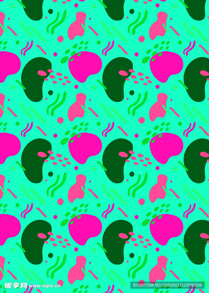粉色绿色动物图案背景