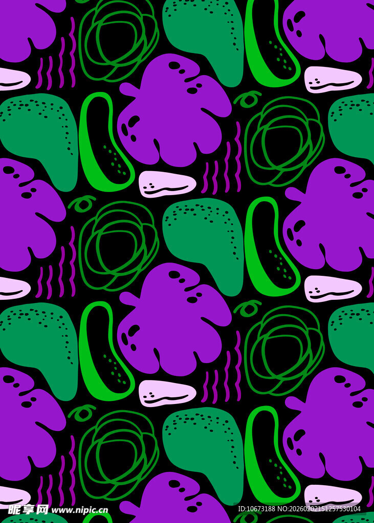 紫色绿色卡通图案背景