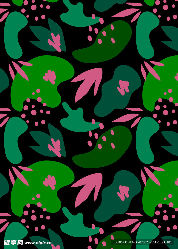 绿色粉色植物图案背景