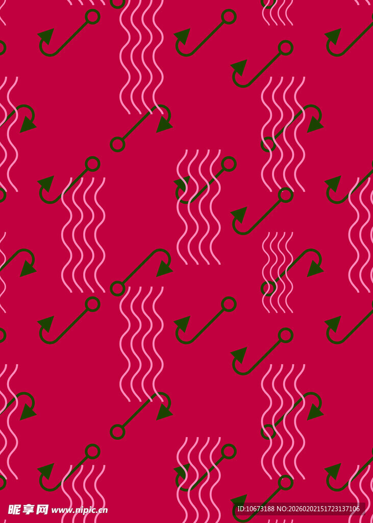 红色底花卉线条图案纹理