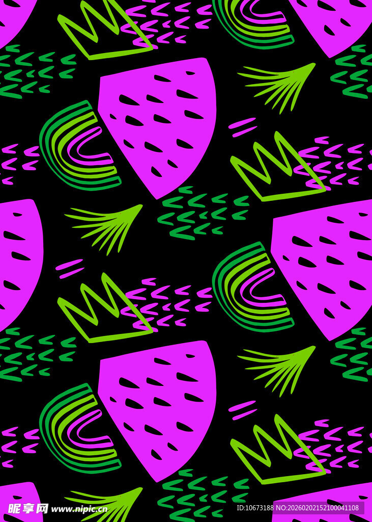 西瓜草莓图案无缝背景