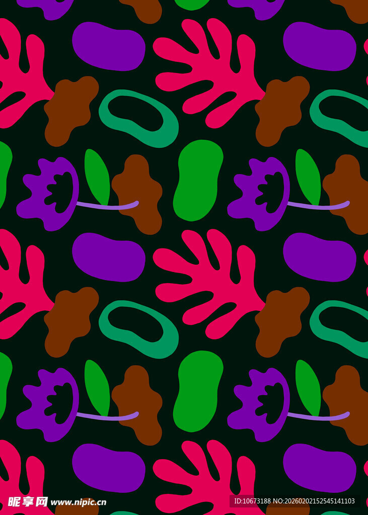 多彩抽象植物图案背景