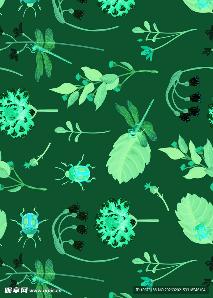 绿色植物花卉图案背景