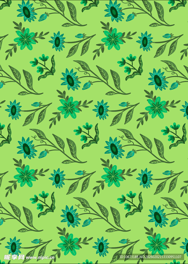 绿色花卉图案背景设计